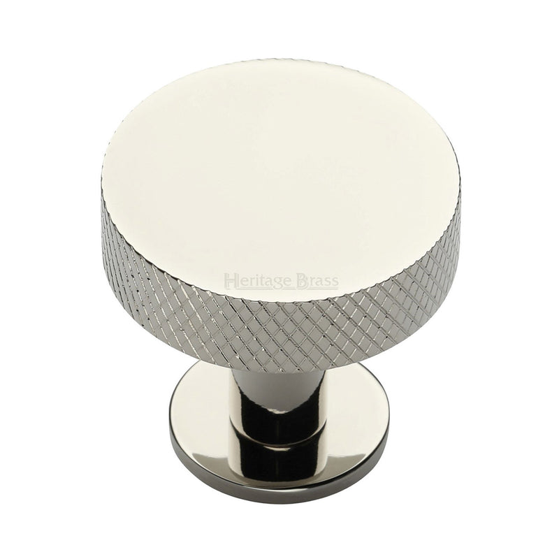 Heritage Brass Knurled Disc Cabinet Knob with Rose