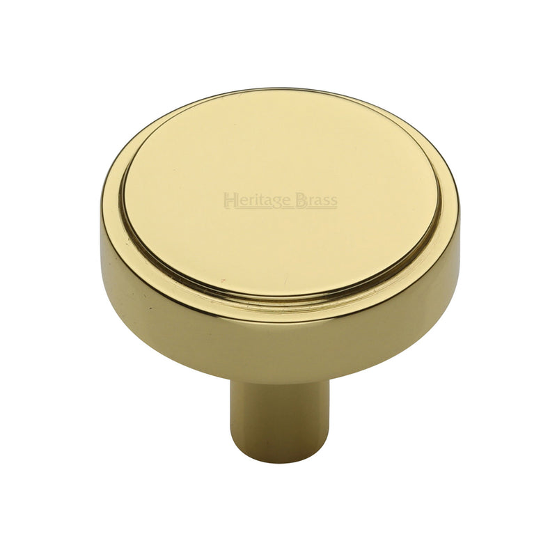 Heritage Brass Stepped Disc Cabinet Knob