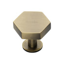 Heritage Brass Hexagon Cabinet Knob with Rose