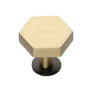Heritage Brass Hexagon Cabinet Knob with Rose