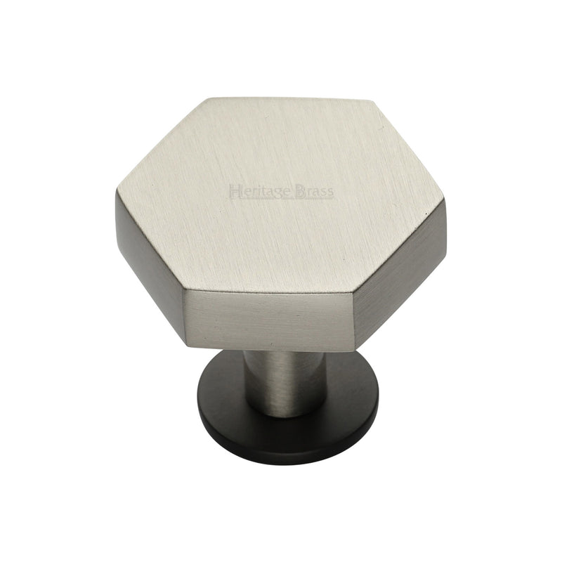 Heritage Brass Hexagon Cabinet Knob with Rose