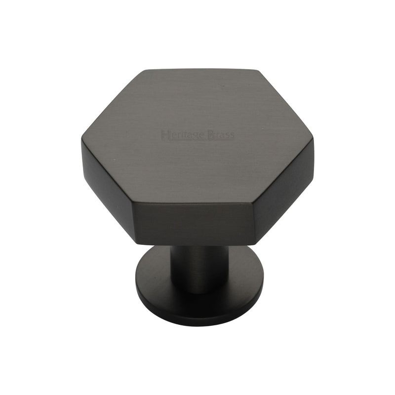 Heritage Brass Hexagon Cabinet Knob with Rose