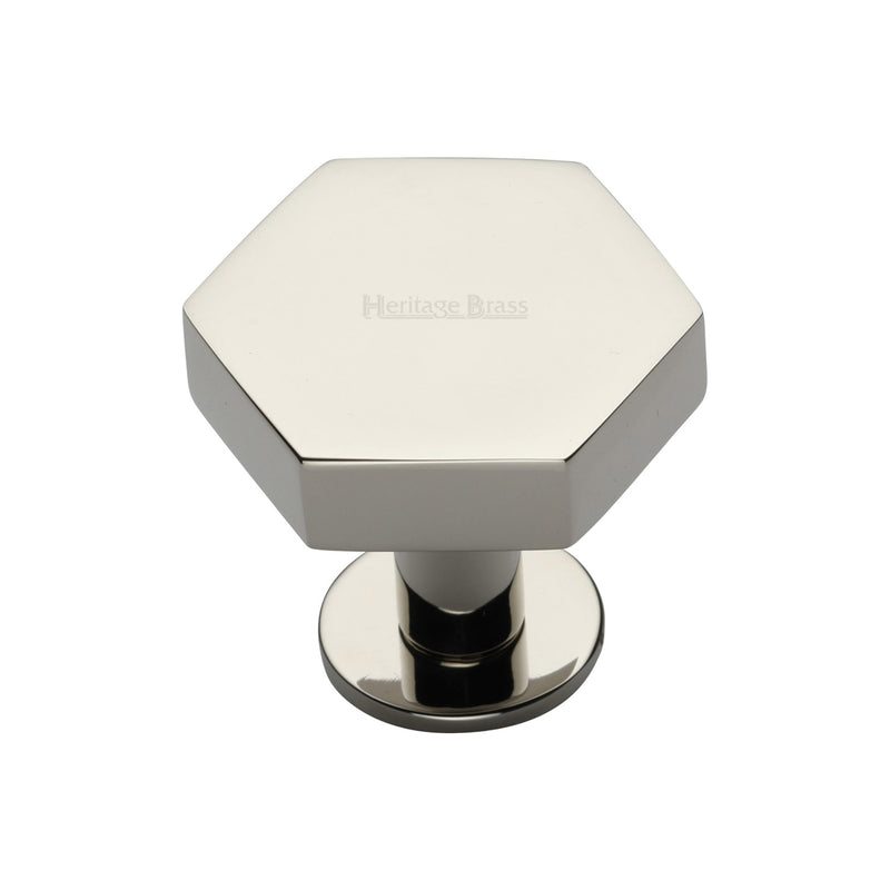 Heritage Brass Hexagon Cabinet Knob with Rose