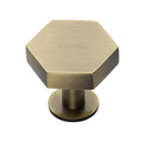 Heritage Brass Hexagon Cabinet Knob with Rose
