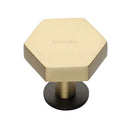 Heritage Brass Hexagon Cabinet Knob with Rose