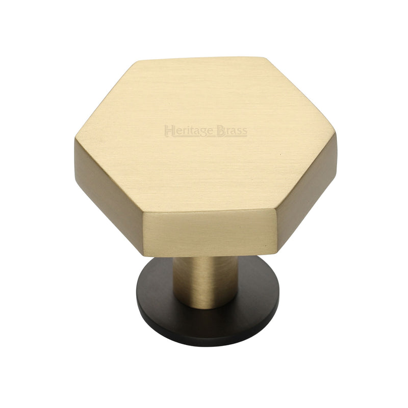 Heritage Brass Hexagon Cabinet Knob with Rose