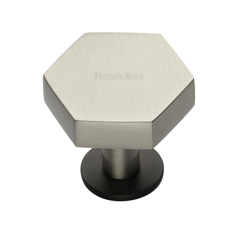 Heritage Brass Hexagon Cabinet Knob with Rose