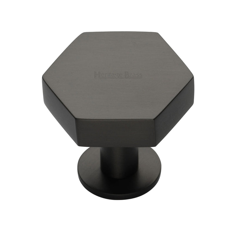 Heritage Brass Hexagon Cabinet Knob with Rose