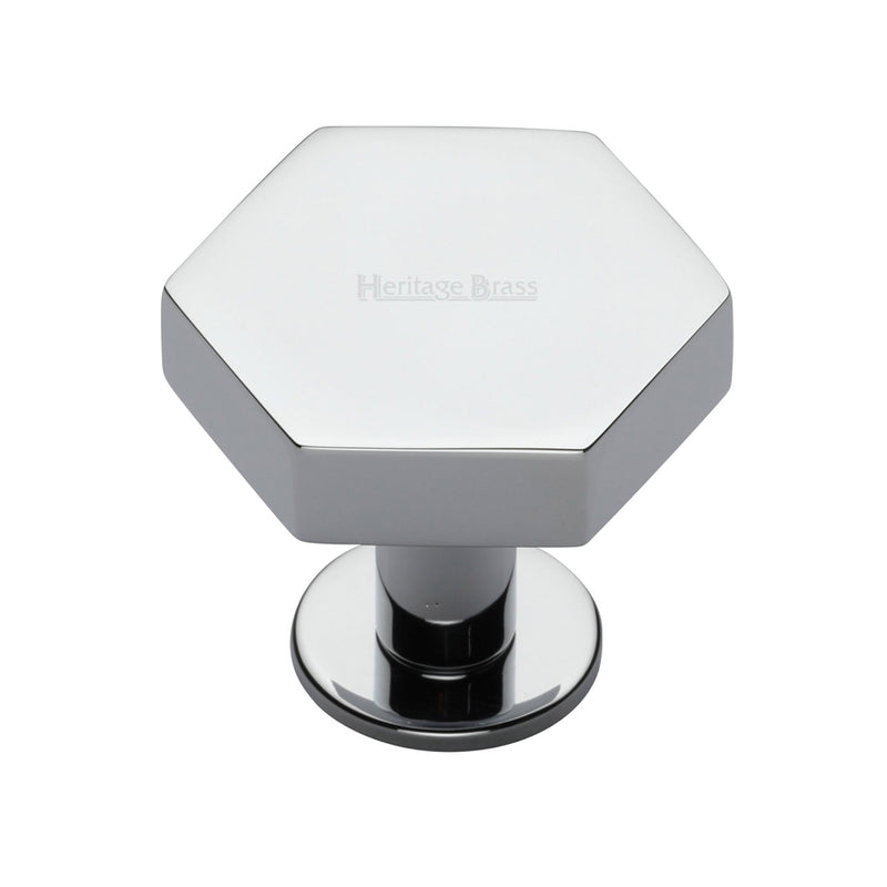 Heritage Brass Hexagon Cabinet Knob with Rose