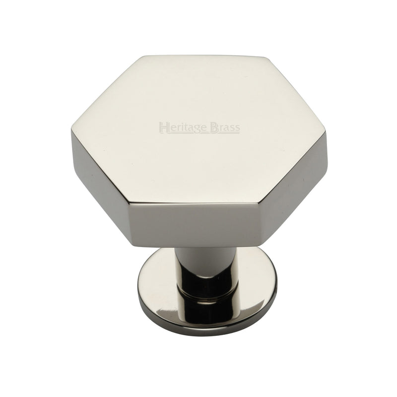 Heritage Brass Hexagon Cabinet Knob with Rose