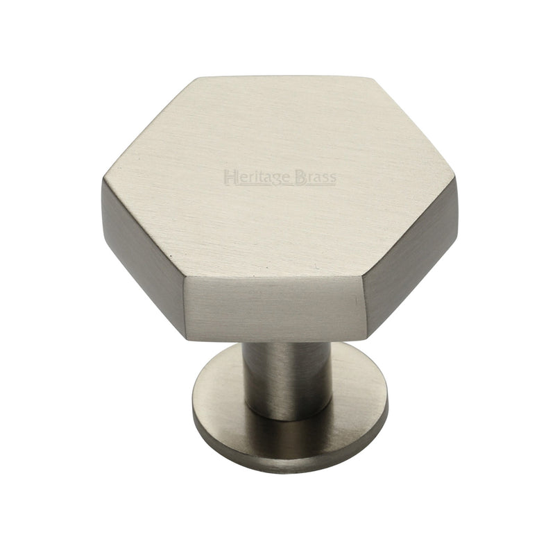 Heritage Brass Hexagon Cabinet Knob with Rose