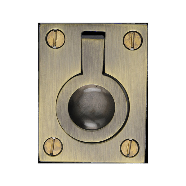 Heritage Brass Flush Ring Cabinet Pull