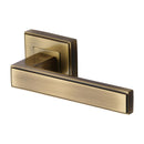 Heritage Brass Linear Sq Door Handle on Square Rose