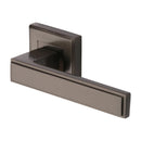 Heritage Brass Linear Sq Door Handle on Square Rose