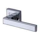 Heritage Brass Linear Sq Door Handle on Square Rose