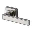 Heritage Brass Linear Sq Door Handle on Square Rose