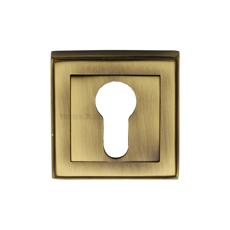 Heritage Brass Euro Profile Cylinder Escutcheon Square - DEC7020
