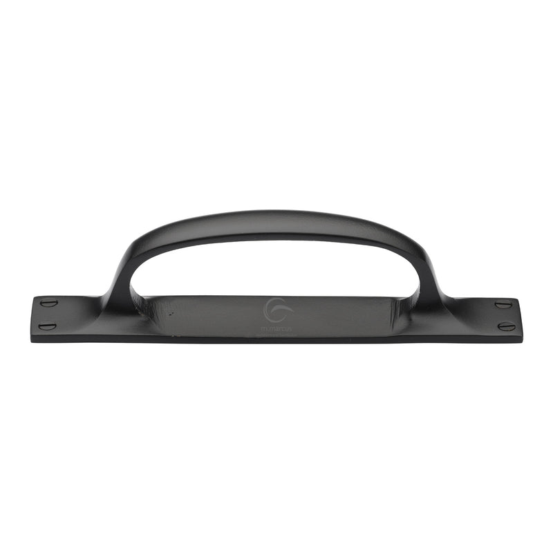 M.Marcus Matt Black Iron Cabinet Pull Handle On Plate