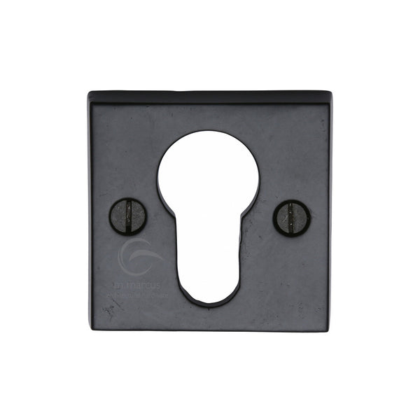 M.Marcus Euro Profile Cylinder Escutcheon Square Black Iron