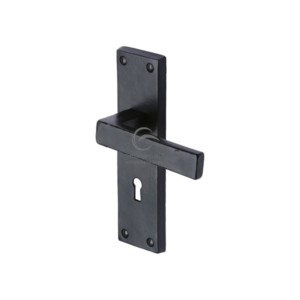 M.Marcus Black Iron Cheswell Door Handle on Plate
