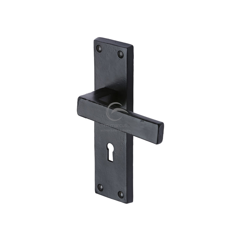 M.Marcus Black Iron Cheswell Door Handle on Plate