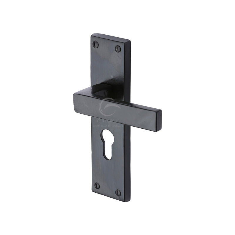 M.Marcus Black Iron Cheswell Door Handle on Plate