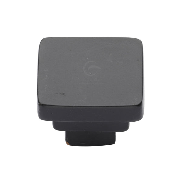 M.Marcus Matt Black Iron Square Stepped Cabinet Knob