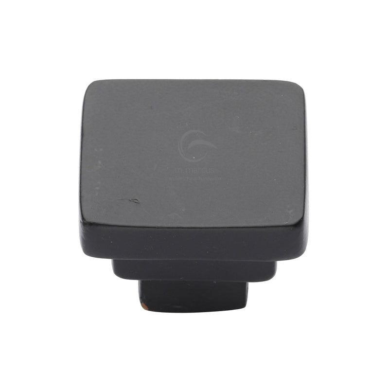 M.Marcus Matt Black Iron Square Stepped Cabinet Knob