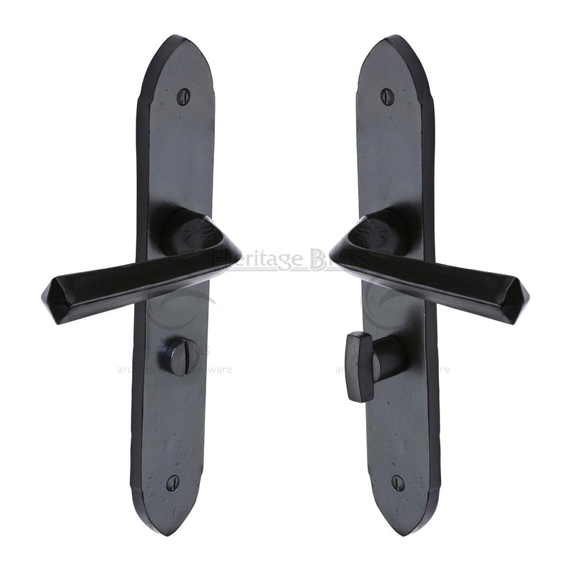M.Marcus Black Iron Grafton Door Handle on Plate