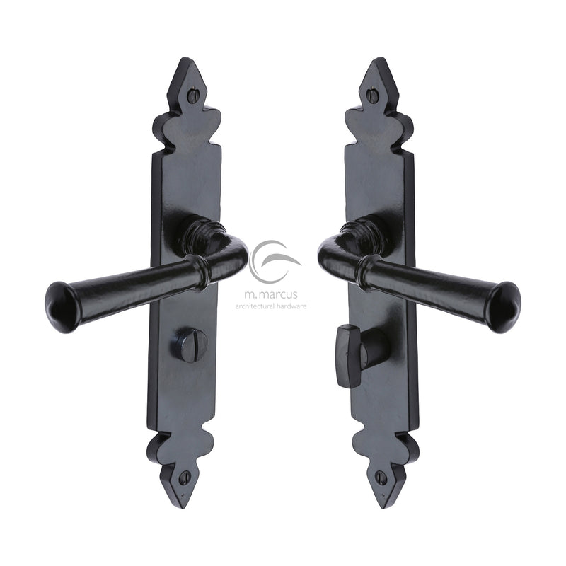 M.Marcus Black Iron Ludlow Door Handle on Plate
