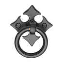 M.Marcus Matt Black Iron Fleur-De-Lys Cabinet Ring Drop Pull