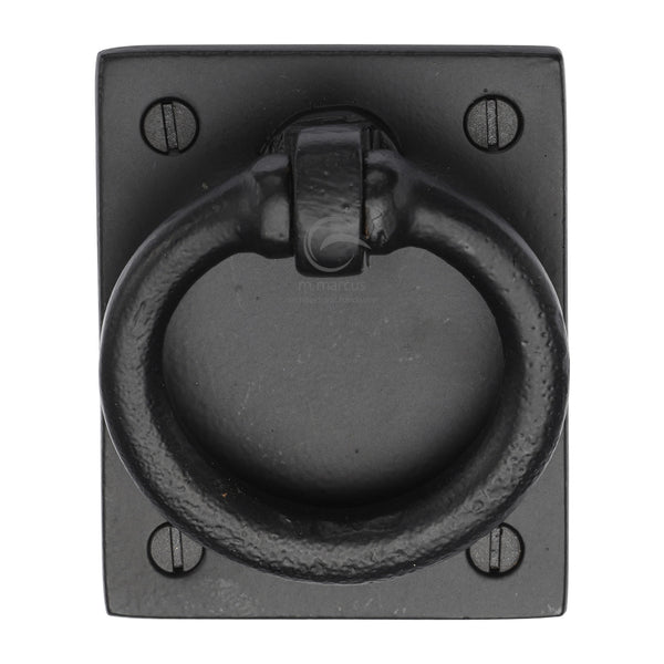 M.Marcus Matt Black Iron Rustic Ring Drop Pull On Plate