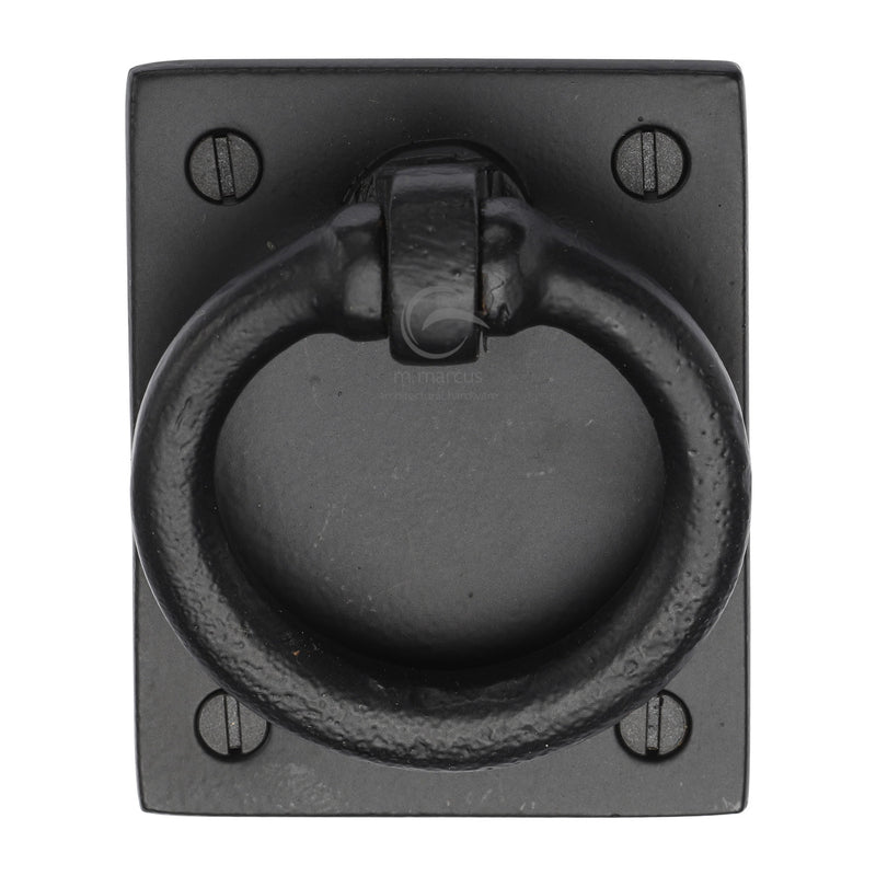 M.Marcus Matt Black Iron Rustic Ring Drop Pull On Plate