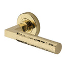 Heritage Brass Hammered Bauhaus Door Handle on Round Rose