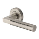 Heritage Brass Hammered Bauhaus Door Handle on Round Rose