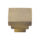Heritage Brass Square Stepped Cabinet Knob Hammered Design