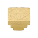 Heritage Brass Square Stepped Cabinet Knob Hammered Design