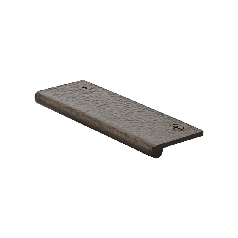 Heritage Brass Edge Pull Cabinet Handle Hammered Design - 38mm Width