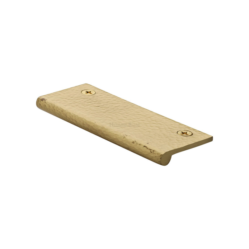 Heritage Brass Edge Pull Cabinet Handle Hammered Design - 38mm Width