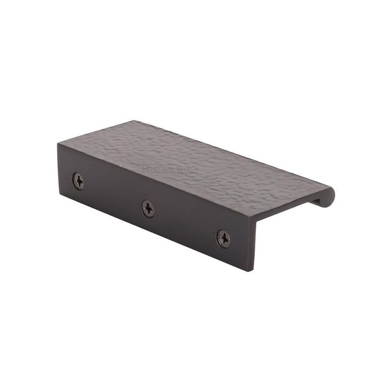Heritage Brass Edge Pull Cabinet Handle Hammered Design - 40mm Width