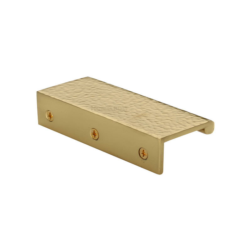 Heritage Brass Edge Pull Cabinet Handle Hammered Design - 40mm Width