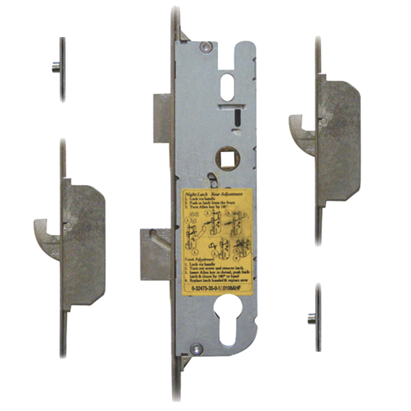 GU Lever Operated Latch & Deadbolt Split Spindle - 2 Hook 2 Outboard Roller