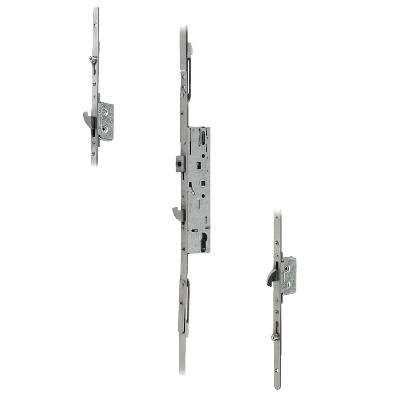 DOORMASTER Professional Lever Operated Latch & Hook - 2 Adjustable Hooks 2 Rollers (UPVC Door)