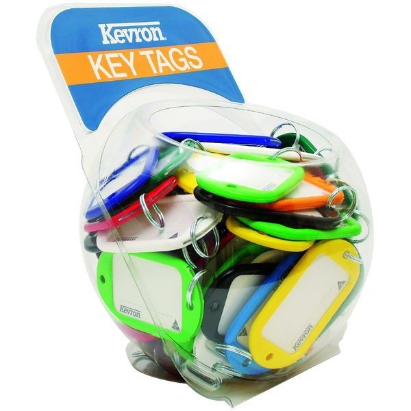 KEVRON ID10 Jumbo Key Tags Counter Tub 60pcs Assorted Colours