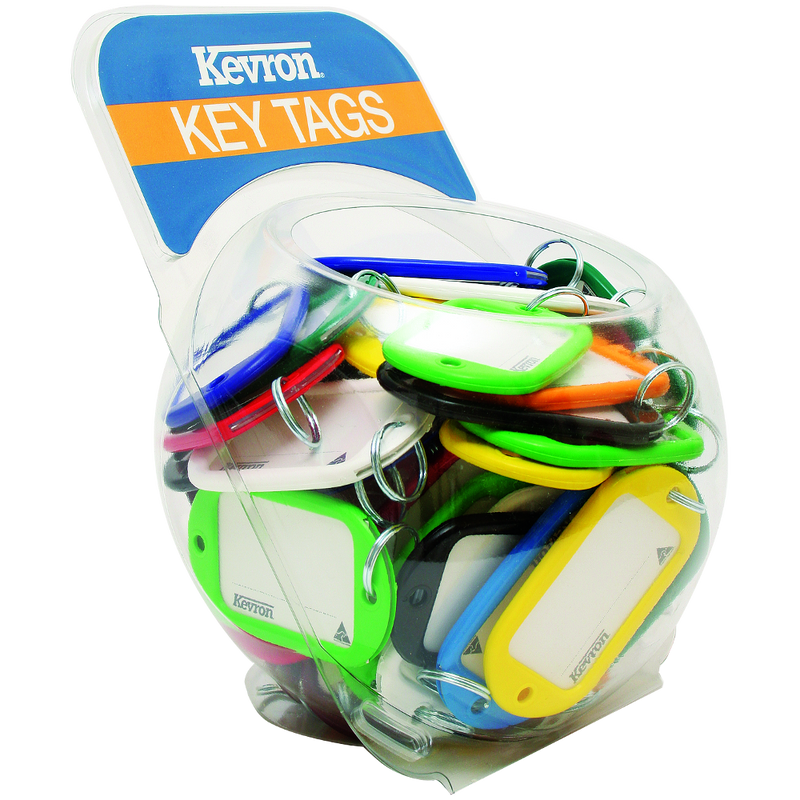 KEVRON ID10 Jumbo Key Tags Counter Tub 60pcs Assorted Colours
