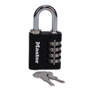 MASTER LOCK 7641EURDBLK 40mm Indoor 4 Wheel Combination Lock c/w Override Key