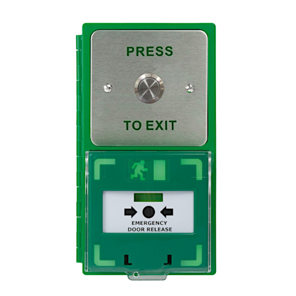 ICS Dual Unit MCP110 Call Point With 19mm Stainless Steel Exit Button