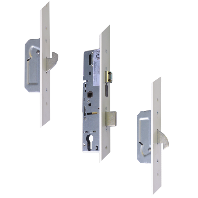 ERA Trimlock Lever Operated Latch & Deadbolt Split Spindle With 2 Hooks & 44mm White Faceplate