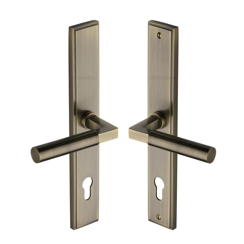 Heritage Brass Bauhaus LH Door Handle on Plate