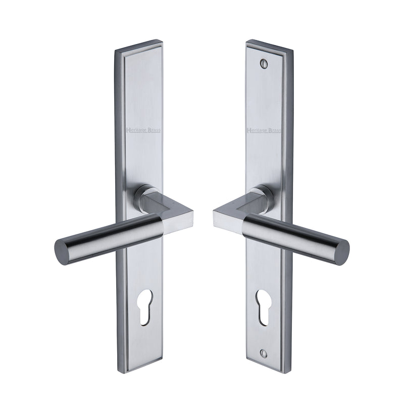 Heritage Brass Bauhaus LH Door Handle on Plate